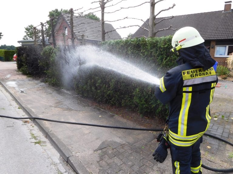 Mit Abflämmgerät Hecke in Brand gesetzt